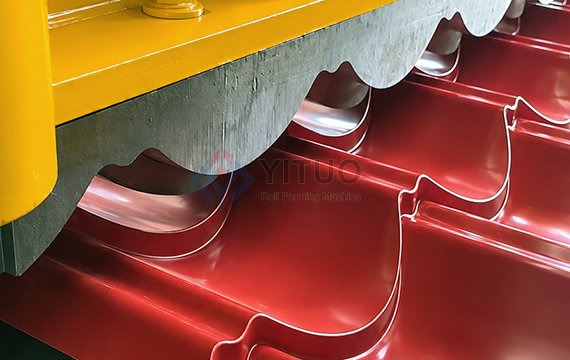828 Glazed Tile Roll Forming Machine Working Process (2)